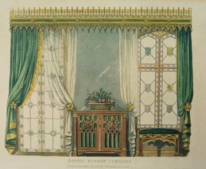 Gotische Vorhänge, Tafel 161 aus Ackermanns Repository of Arts, veröffentlicht 1816